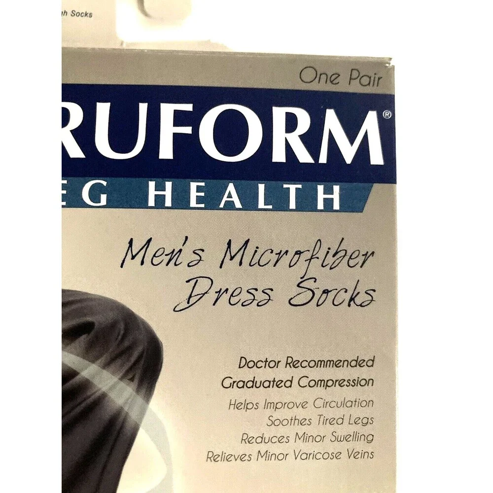 New Truform Mens Knee High Compression Socks Large Moderate Black 15-20 Open Box